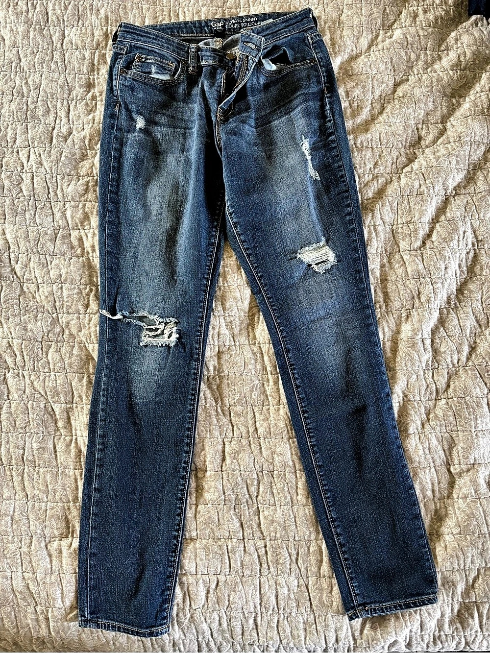 Gap Always Skinny Jeans Distressed Blue Waist 4